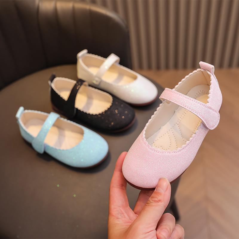 シューズ キッズ 女の子 子供用 マジックテープ 韓国風 プリンセス フラットシューズ フォーマル 発表会 ダンス お出かけ 合成皮革 春夏秋 白 ピンク 黒 ブルー