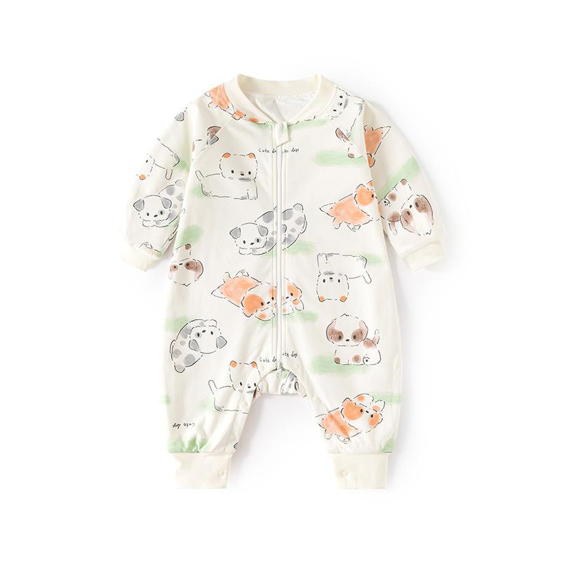 スリーパー ベビー 赤ちゃん 新生児 吸湿速乾 寝冷え防止 足付き ファスナー 薄手 春秋 多機能 綿 コットン パジャマ ルームウェア かわいい アニマル柄 乳幼児 80cm 90cm 100cm