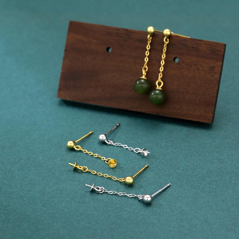 ピアス レディース S925シルバー プレーン 丸玉モチーフ O字チェーン タッセル 小ぶり 繊細 スイート ..