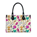 バッグ レディース A4対応 大容量 PUレザー ソフト スクエア型 横型 カートゥーン柄 プリーツ ステッチ スタッズ 3WAY ハンドバッグ ショルダーバッ...