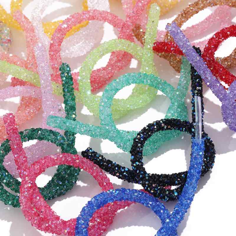 ラインストーンチューブ 6mm オーロラ 透明 AB加工 樹脂製 ソフトタイプ キラキラ輝く 手芸材料 DIY ハンドメイド 装飾パーツ 高級感 シューズ 服飾 バッグ ヘアアクセサリー 小物作り