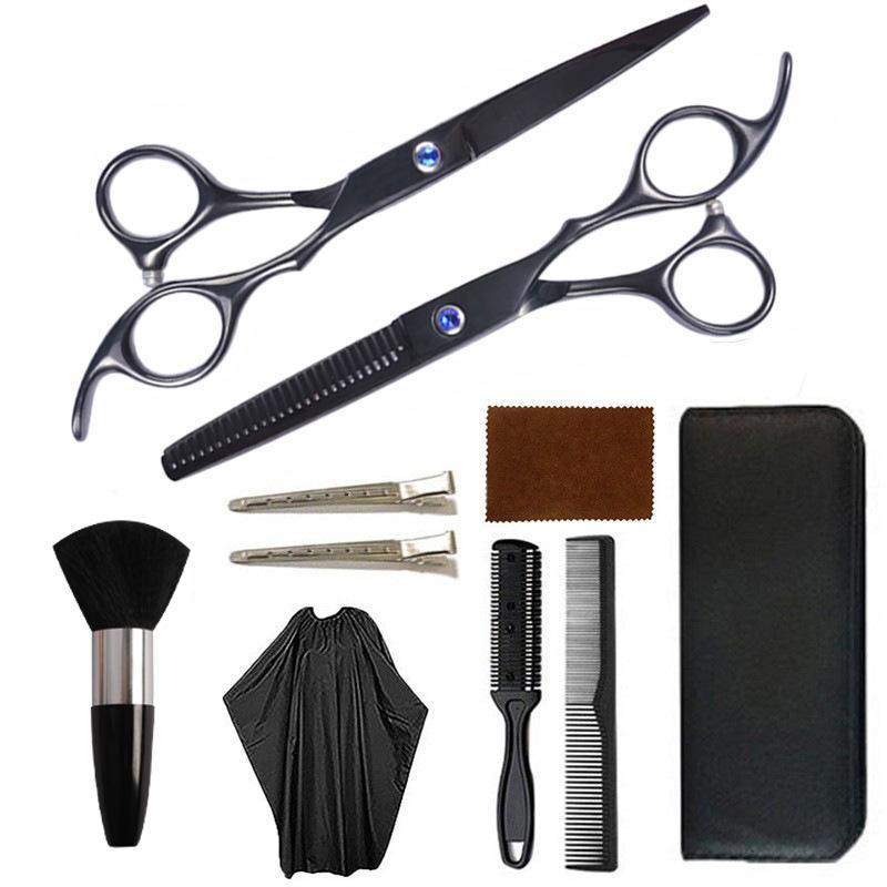 ヘアカットシザー プロ仕様 家庭用 美容師 理容師 セルフカット用 ブラック 人間工学デザイン 切れ味抜..