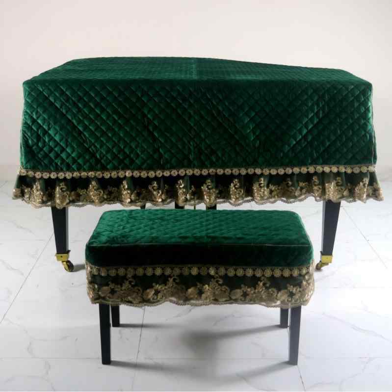 グランドピアノカバー 高級感 布製 綿100% コットン 防塵 汚れ防止 ホコリ対策 ヨーロピアン クラシック 上品 エレガント オリーブグリーン ブラック ライトグレー リビング インテリア