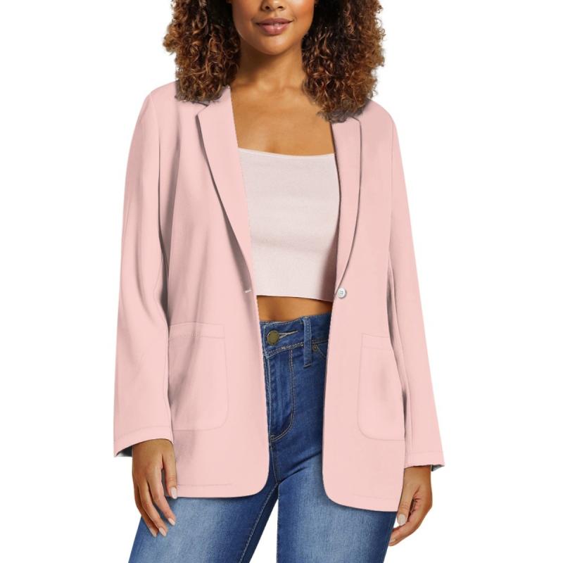 ジャケット ブレザー レディース 女性用 オフィス ビジネス 通勤 欧米風 ブリットスタイル ピンク 無地..