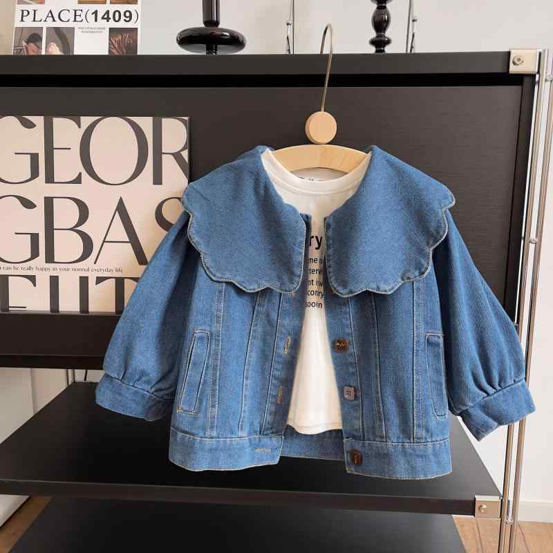 ジャケット キッズ 女の子 デニムジャケット Gジャン ウォッシュ加工 長袖 綿素材 標準厚手 春秋 韓国..