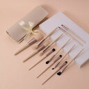 メイクブラシ 12本セット 高級繊維毛 やわらか 極細毛 アイシャドウ パウダー チーク対応 フルセット 淡色 ミルキーホワイト くすみカラー 長柄