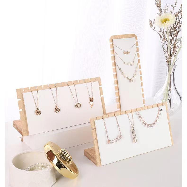 ジュエリースタンド 両面 2WAY ネックレススタンド 竹製 木製 無垢材 アクセサリーディスプレイ ペンダントホルダー ブレスレット収納 店舗用 業務用 ショップ 自宅用 展示 什器 スリム ワイド