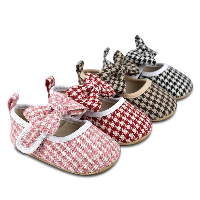ベビーシューズ 女の子 ファーストステップ 歩行練習 春夏秋 プリンセス風 チェック柄 リボン マジック..