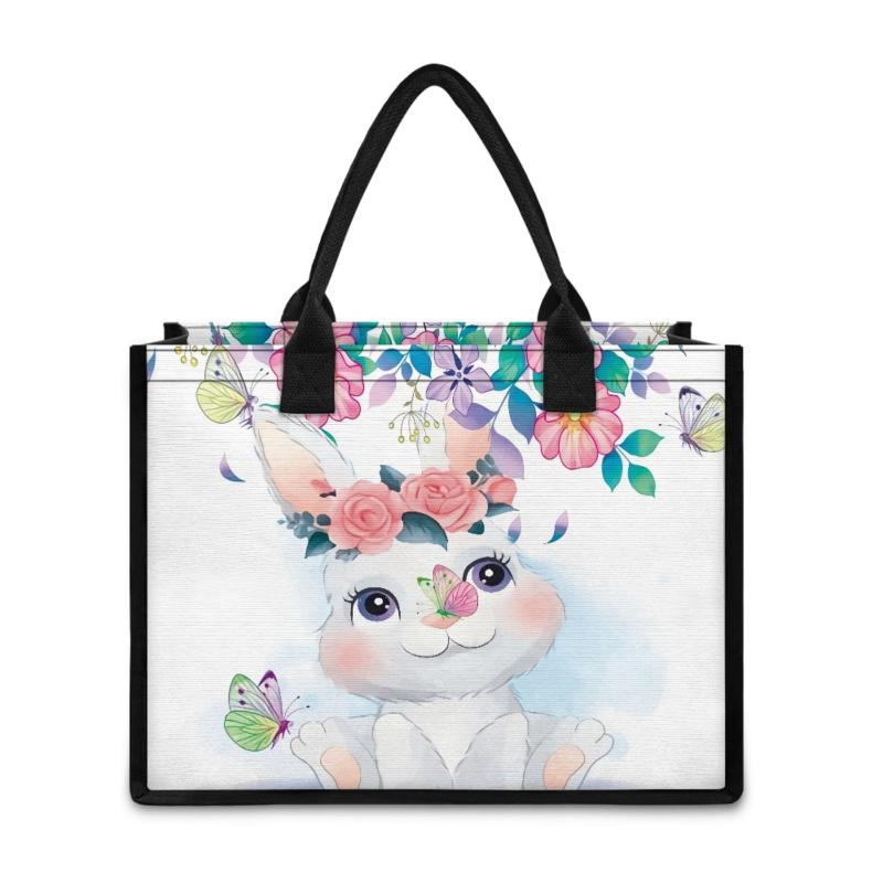 トートバッグ 両面プリント ポリエステル製 アニマル 花柄 総柄プリント 斜め掛け ショルダーバッグ 折..