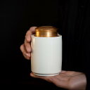 茶筒 陶器製 密閉式 合金蓋 小型 3点セット 白磁 ホワイト 容量320ml 緑茶 花茶 ハーブティー ドライフルーツ 乾物 熟成茶用 モダン スタイリッシュ...