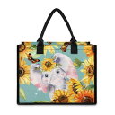 トートバッグ レディース 大容量 ポリエステル カートゥーン アニマル柄 両面総柄プリント 斜め掛け ショルダーバッグ Wハンドル 横型 スクエア 普段使い お...