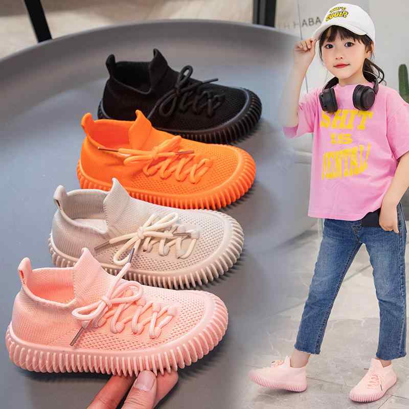 スニーカー キッズ 男の子 女の子 ジュニア 子供用 スリッポン メッシュ フライニット 軽量 滑り止め ..