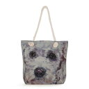 トートバッグ レディース 女性用 犬柄 プリント 麻素材 韓国風 大容量 ファスナー開閉 内ポケット付き 学生 通学 通勤 普段使い かわいい キュート 肩掛け...