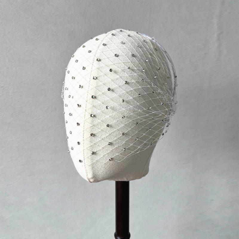 ヘッドバンド レディース 欧米風 全面ラインストーン ハンドメイド ベール付き レトロ アンティーク調 おしゃれ 写真撮影用 ヘアアクセサリー カチューシャ