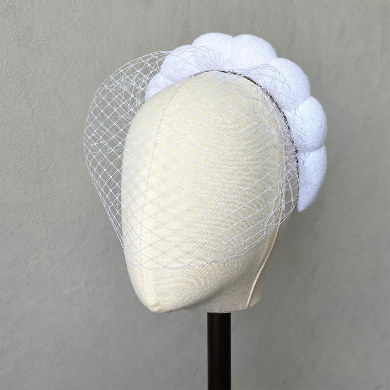 ヘッドドレス レディース 欧米風 黒色 雲モチーフ カチューシャ バードケージベール メッシュ レース ..