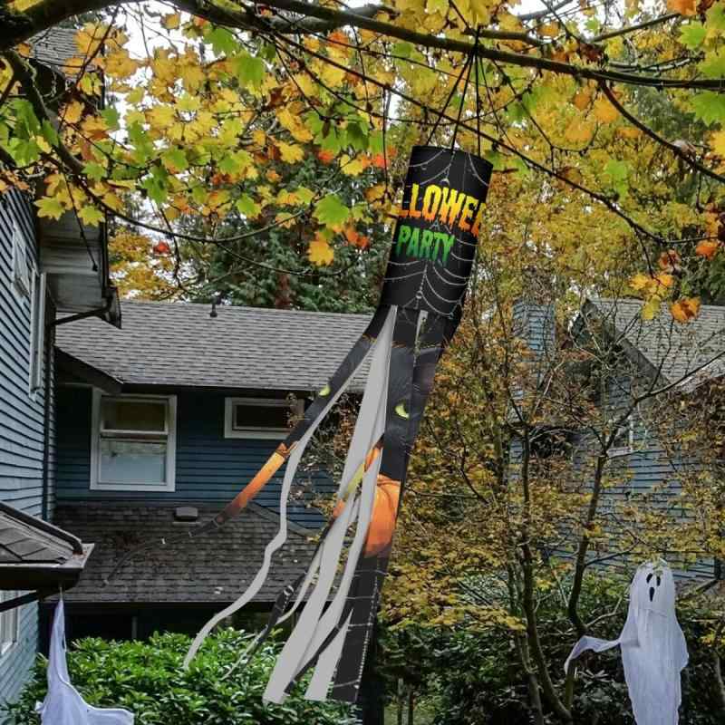 ウィンドソック ハロウィン デコレーション 軽やか 風になびく ポリエステル製 軽量 アメリカンスタイル 屋外 玄関 庭 吊り下げ パーティー イベント かぼちゃ お化け コウモリ 柄プリント