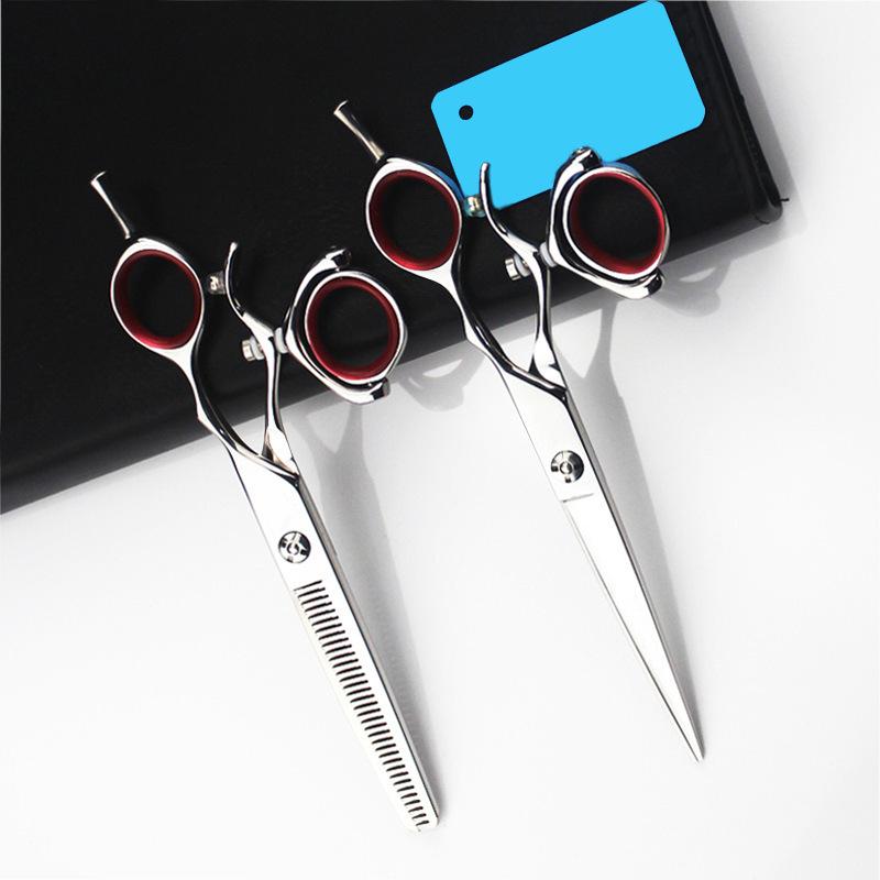 ヘアカットシザー 回転ハンドル式 ステンレス製 ストレートシザー 前髪用 セニング 美容師 プロ仕様 自宅 セルフカット 散髪バサミ