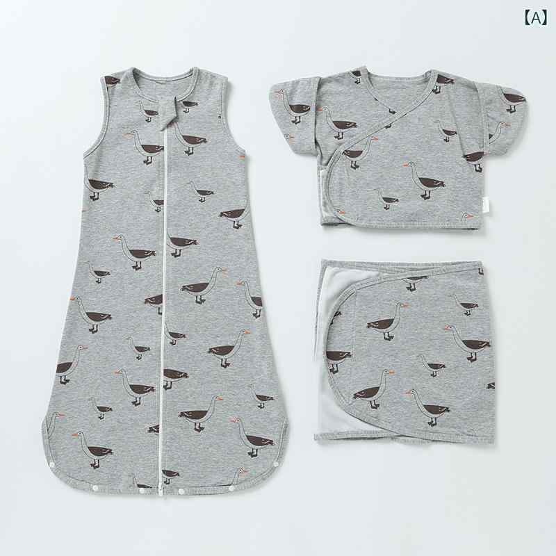 スリーパー ベビー 赤ちゃん 子供用 モロー反射防止 寝返り防止 寝冷え防止 蹴り出し防止 多機能 一体型 純綿 3点セット アニマル柄 男の子 女の子 S M Lサイズ対応 春秋 2