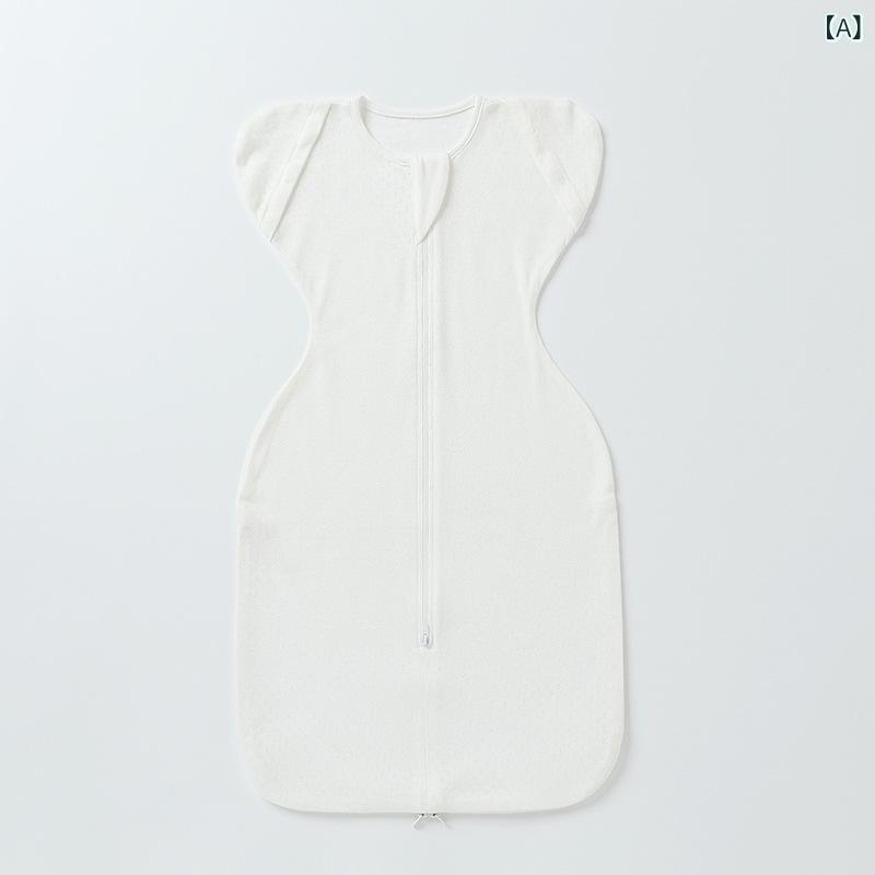 スリーパー ベビー 新生児 子供 オーガニックコットン 綿100% メッシュ 通気性抜群 ジャカード織り柄 モロー反射防止 ぐっすり安眠 2WAY 腕出し 足つき 寝冷え防止 おくるみ 春夏秋 ロンパース型 寝袋 0-1歳 2