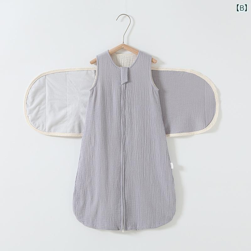 スリーパー ベビー 新生児 赤ちゃん モロー反射防止 寝冷え防止 綿100% 4重ガーゼ 足つき おくるみ ベスト 吸湿性 通気性 肌に優しい 無地 春夏秋 出産祝い ギフト 0-18ヶ月対応 3