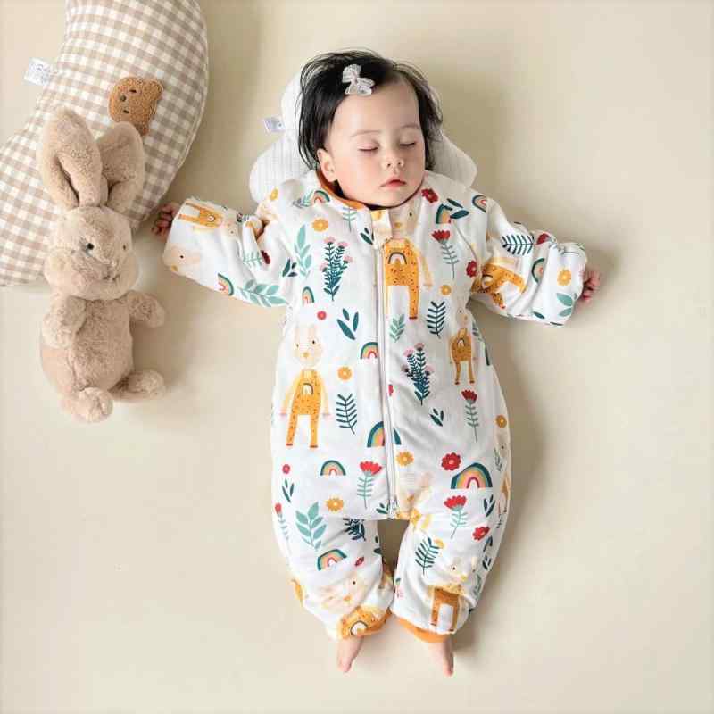 ベビー スリーパー 抗菌 吸湿速乾 体温調節 綿100% 足つき 分離型 四季兼用 オールシーズン 寝冷え防止 空調対策 0歳 1歳 2歳 3歳 子供用 パジャマ