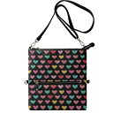 ショルダーバッグ レディース 軽量 折りたたみ ファスナー開閉 PUレザー ハート 小花柄 プリント 封筒型 ミニ財布 斜め掛け デイリーユース お出かけ 通勤