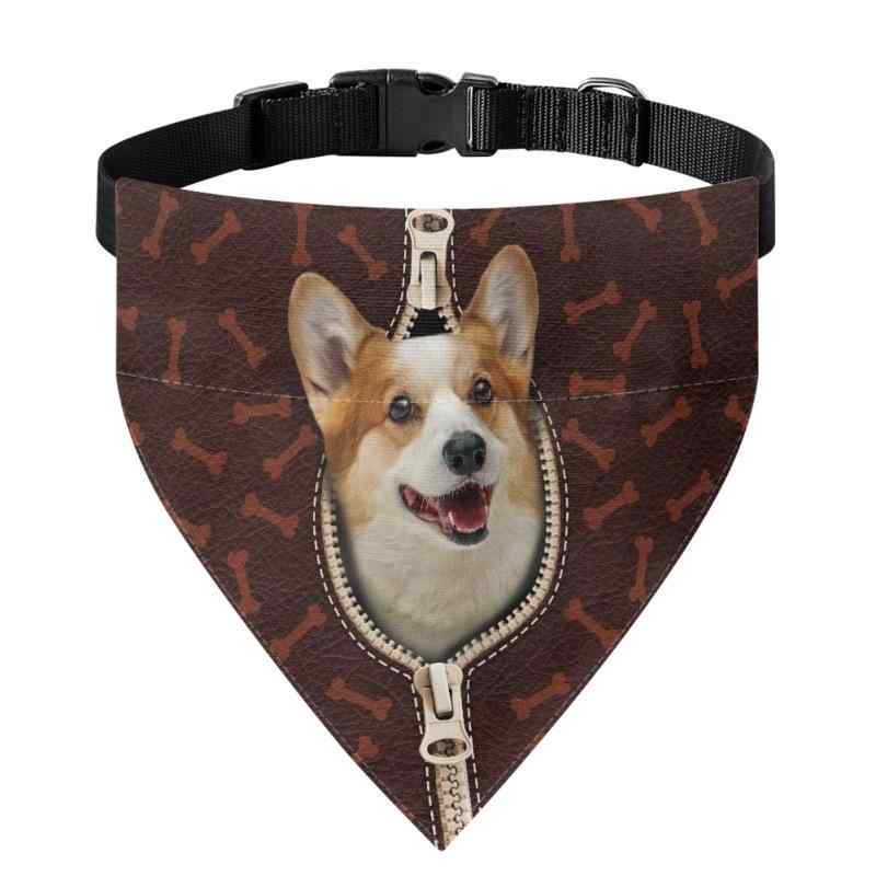 ペット用バンダナ ジッパー付き 犬 猫兼用 かわいい 顔出し柄 ひょっこりデザイン 愛犬愛猫用 首輪スカ..