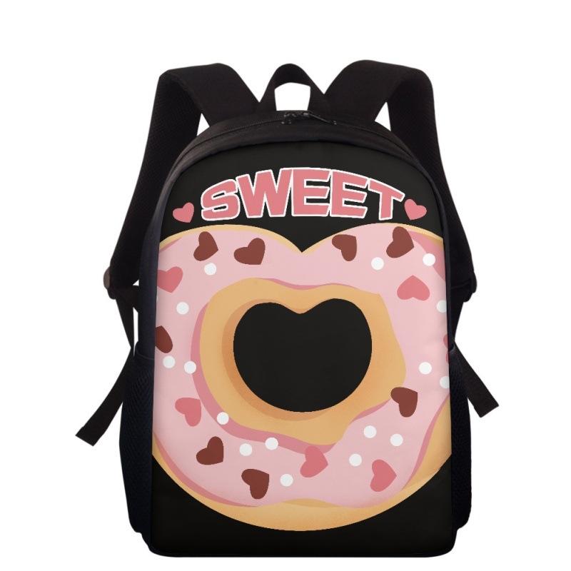 リュックサック キッズ 男の子 女の子 ドーナツ アイスクリーム 柄 かわいい ポップ キャンバス 軽量 ..
