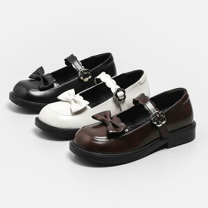パンプス レディース メリージェーンシューズ ロリータシューズ リボン ローヒール フラット 浅口 日系 スクール風 プレッピー ラウンドトゥ ストラップ 牛革 ゴム底 デイリー 普段使い 通勤