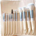 メイクブラシ 12本セット 超柔らか 人工毛 初心者向け アイシャドウ チーク 鼻影 ハイライト ファンデーション 長柄 フルセット 晴空ブルー 化粧筆