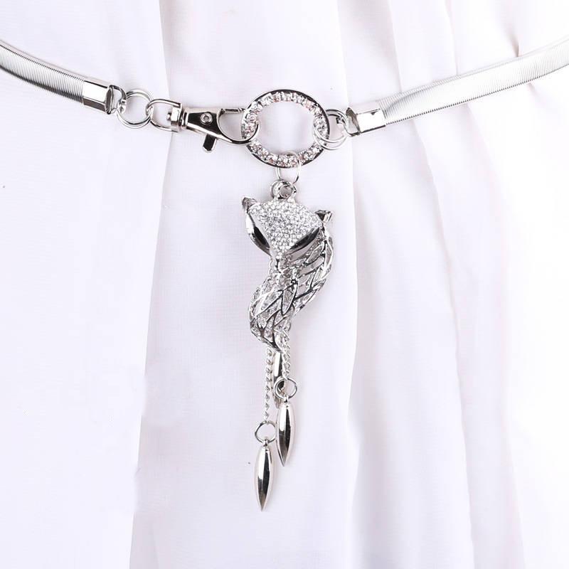 ベルト レディース 伸縮性 ゴム ウエストマーク メタル ウエストチェーン タッセル ペンダントチャーム..