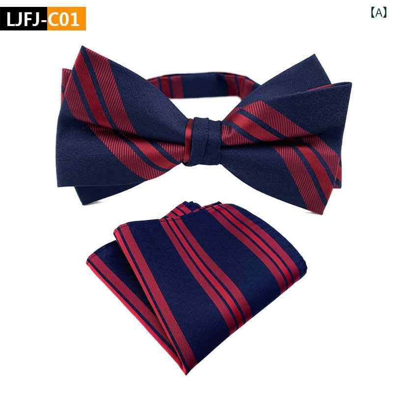 蝶ネクタイ メンズ 男性用 ジャガード織り ペイズリー柄 結婚式 新郎 披露宴 パーティー 二次会 成人式 フォーマル ポケットチーフ セット ポリエステル