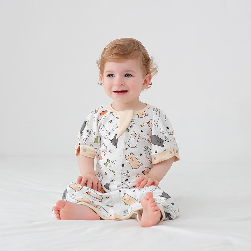 スリーパー ベビー 新生児 赤ちゃん 純綿 高品質 薄手 通気性抜群 春夏秋 快適 部屋着 普段使い 肌に優..