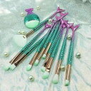 メイクブラシ マーメイド フィッシュテール 10本セット アイシャドウ コンシーラー ファンデーション チーク パウダー用 メイク道具 3Dデザイン カラフル 人工毛