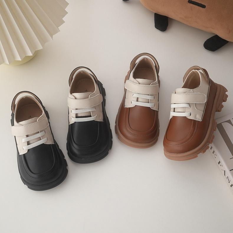 シューズ キッズ 男の子 女の子 面ファスナー ローカット ラウンドトゥ 合皮 レトロ 英国風 韓国風 学..