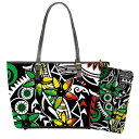 トートバッグ レディース PUレザー 2WAY ショルダーバッグ ハンドバッグ ボヘミアン エスニック柄 民族調 総柄プリント ファスナー開閉 横型 スクエア ...