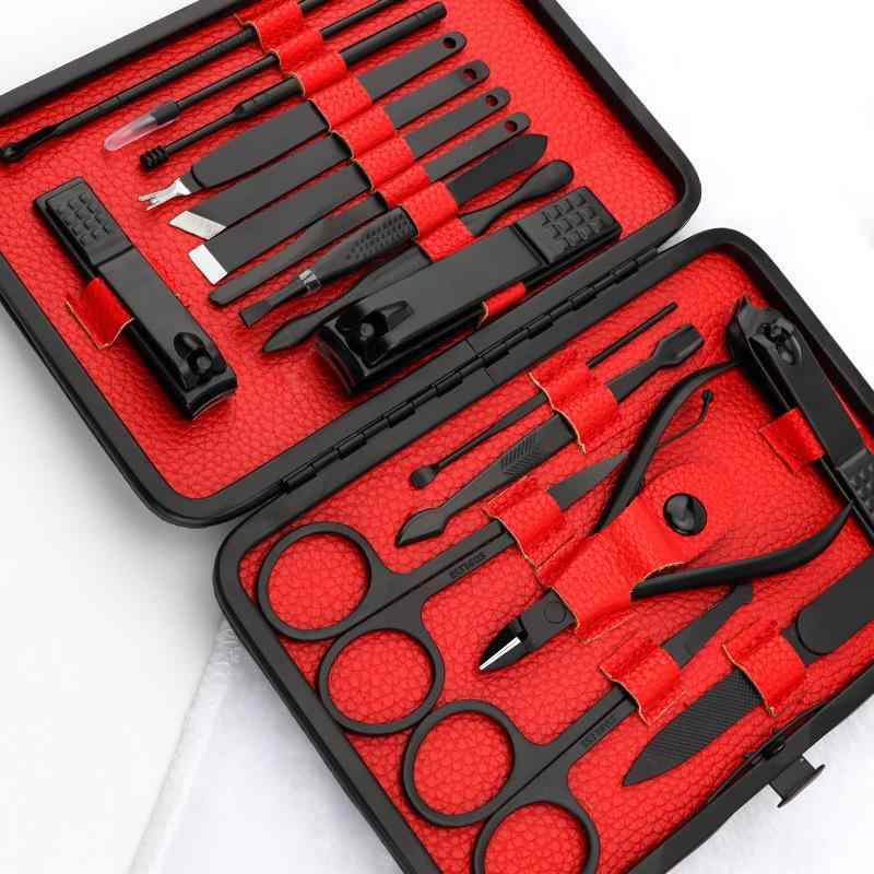 ネイルケアセット ステンレス製 18点セット 多機能 切れ味抜群 爪垢取り 爪やすり 角質ケア 足の爪 厚い爪 巻き爪対応 自宅用 旅行用