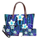 バッグ レディース ショルダーバッグ 3点セット ポリネシア柄 ボタニカルプリント 大容量 ファスナー開閉 スマホポケット 書類ポケット 肩掛けカバン カジュア...