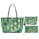 トートバッグ レディース 大容量 3点セット PUレザー ファスナー付き 内ポケット付き ポリネシア柄 エスニック柄 縦型 スクエア型 肩掛け カジュアル 通勤...