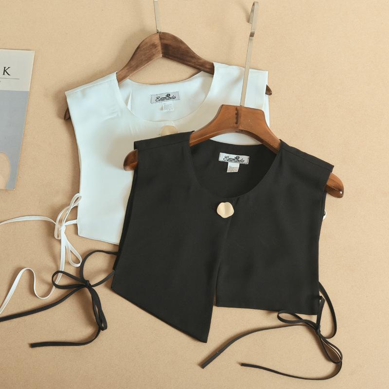 付け襟 レディース 万能 重ね着 フェイクカラー ニット ブラウス セーター飾り 丸型 ミニショール 春秋 ポリエステル ホワイト カーキ