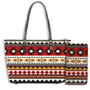 トートバッグ レディース PU 大容量 ボヘミアン 民族風 親子バッグ アフリカンガール プリント 縦型 スクエア ファスナー開閉 ショルダーバッグ 多機能ポケ...