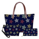 マザーズバッグ レディース 星柄 スター柄 大容量 3点セット クラッチバッグ ショルダーバッグ カジュアル 軽量 ポリエステル ファスナー開閉 多機能 内ポケ...