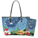 バッグ レディース 2way ショルダー トートバッグ ウォレットセット PU素材 柔らかい ポリネシアン風 総柄プリント 欧米レトロ ファスナー開閉 A4対応...