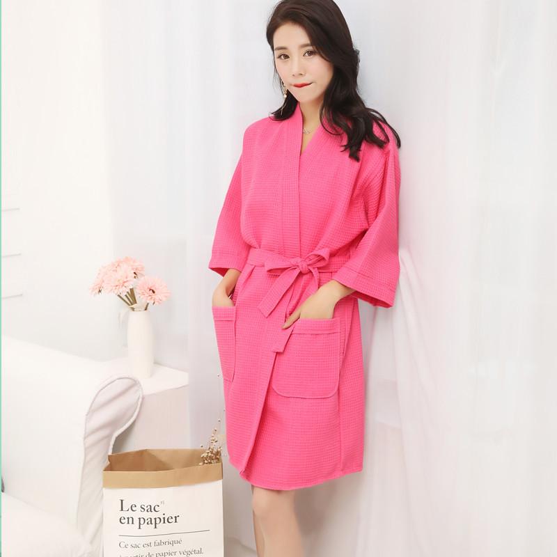 バスローブ 男女兼用 吸水速乾 薄手 軽量 綿 ワッフル ホテル 民宿 自宅 部屋着 ルームウェア パジャマ..