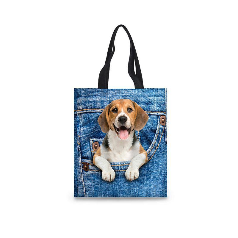 バッグ キャンバス デニム 動物柄 トートバッグ 手提げ 軽量 大容量 ショッピング 買い物 エコバッグ ..