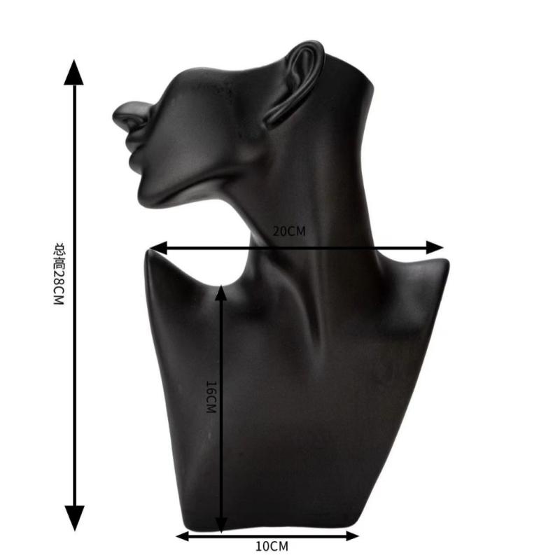ディスプレイ ヘッドマネキン 半顔タイプ PVC製 アクセサリー ジュエリー ネックレス ピアス イヤリング 撮影用 店舗用 展示スタンド 黒 白 肌色