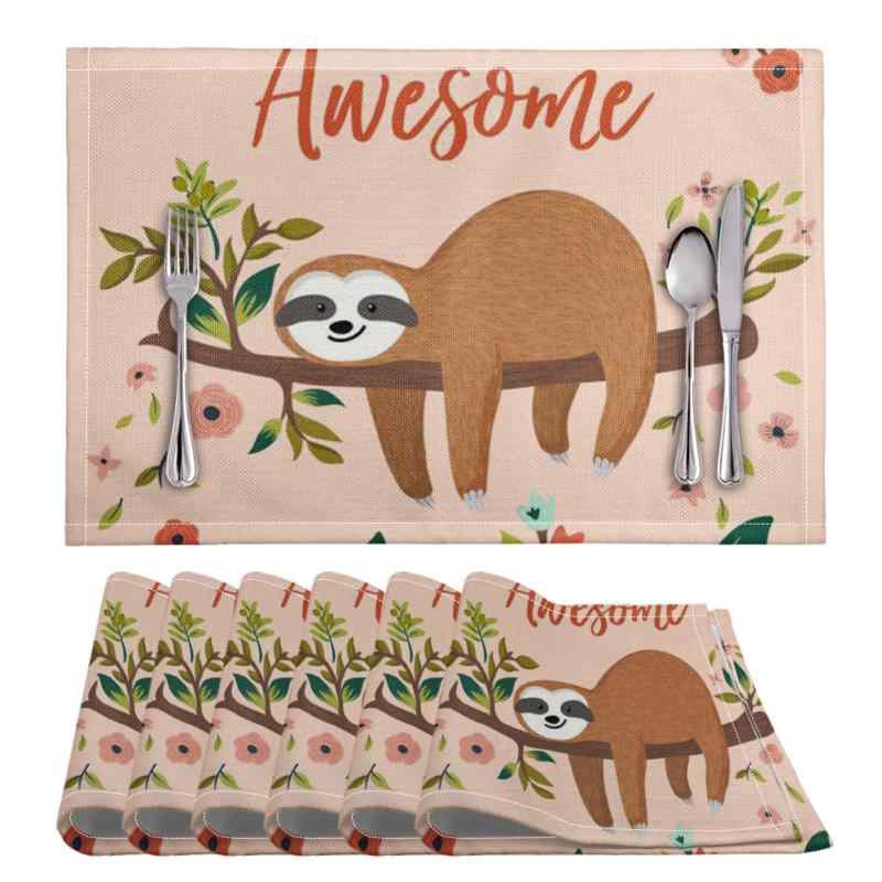 テーブルマット 撥水 遮熱 断熱 耐熱 ランチョンマット スロース フェニックス柄 プリント 編み込み PVC製 食卓用 ダイニング おしゃれ ホテル 来客用 テーブルセンター