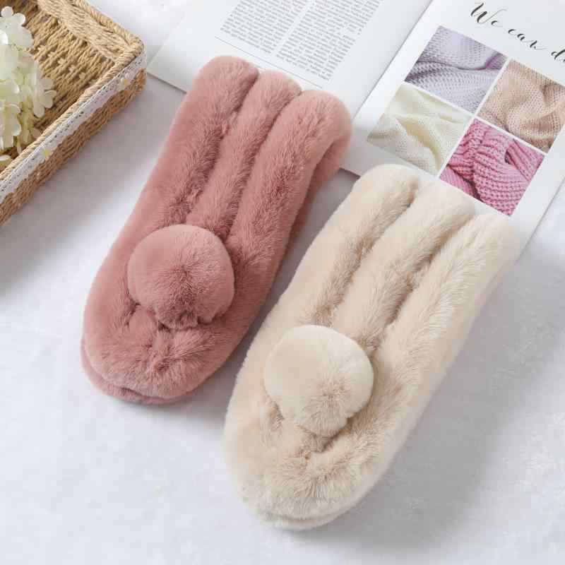 マフラー レディース フェイクファー ラビットファー調 ポンポン付き ネックウォーマー スヌード 韓国..