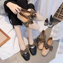 パンプス レディース 浅履き スクエアトゥ リボン モカシン 韓国風 ロリータ ガーリー 履きやすい 快適 フラットシューズ ぺたんこ ローヒール ゴム底 PU...