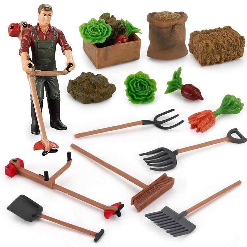 ミニチュア ジオラマ 子供 キッズ 男の子 女の子 リアル PVC 農場 牧場 卓上 情景 モデル シャベル ス..